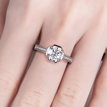 Bague MuShan Luxury Jewelry en argent sterling 925 avec moissanite brillante, bague délicate pour elle, plaqué or 18 carats, bijoux brevetés MST