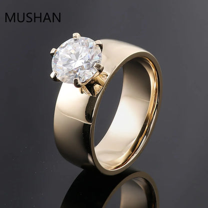 MUSHAN Luxury Custom 14K 18K Gold Rings Band Jewelry With Moissanite Diamond Lab Grown Gemstones Diamond Wedding Ring For Women