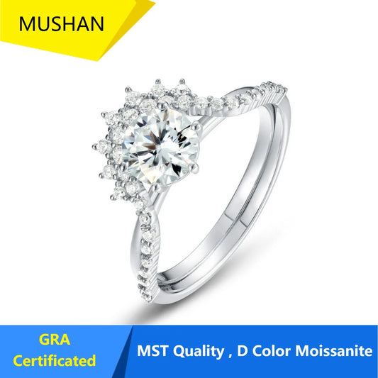 MUHAN Luxury Jewelry  925 Sterling Silver Ring Wedding Band  Women GRA Certificate Moissanite Diamond Rings D Color Fine Jewelry