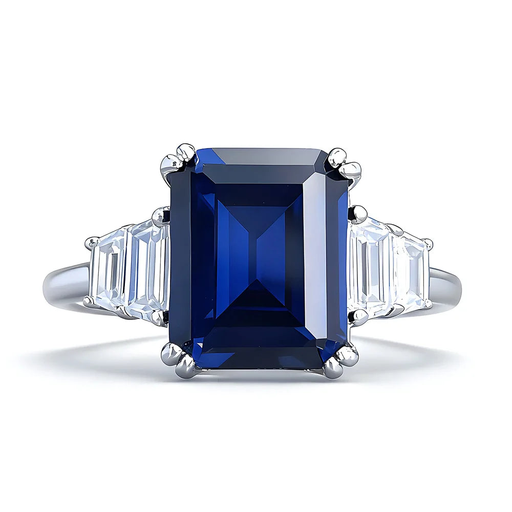 MuShan Designer Jewelry 925 Sterling Silver Ring Green High Carbon Diamond Gemstones Rings Band for Women Rhodium Plated Rings
