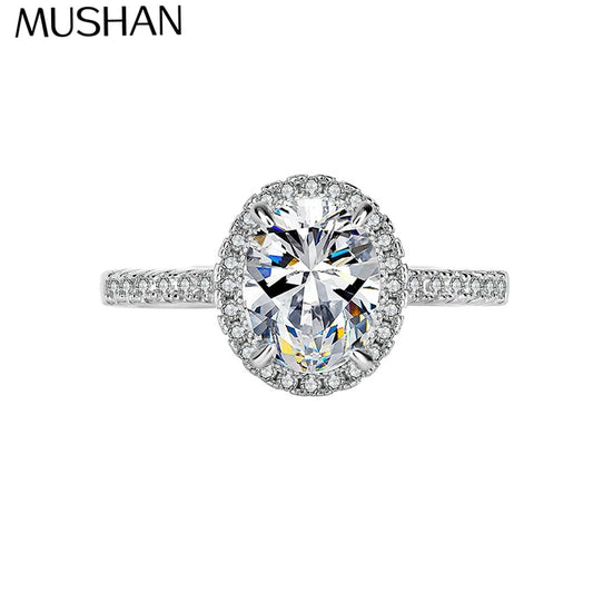 Bague de luxe MUSHAN en argent massif 925 avec diamant moissanite véritable de 2 carats, alliance pour couple