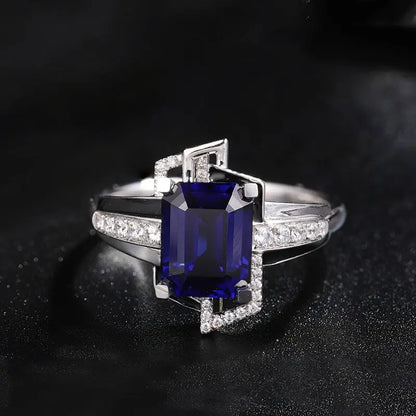 Bague MUSHAN personnalisée en argent sterling 925, bague de promesse pour femme avec saphir bleu ovale créé en laboratoire, bague anniversaire plaquée or 18K