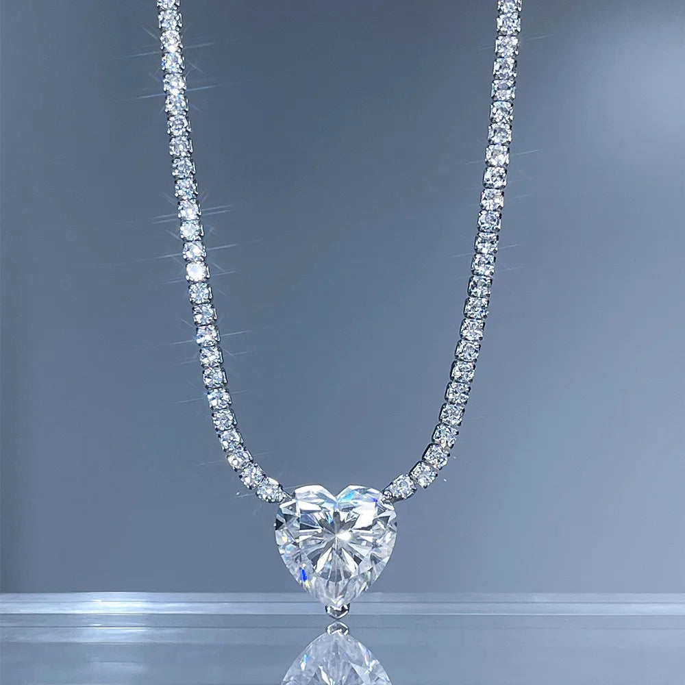MuShan Designer Jewelry 925 Sterling Silver Necklace Emerald Moissanite for Mom Platinum Plated MST Patent Festive Necklace