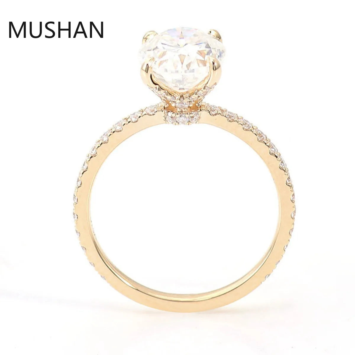 MUSHAN Luxury Custom 14K 18K Gold Rings Band Jewelry With Moissanite Diamond Lab Grown Gemstones Diamond Wedding Ring For Women