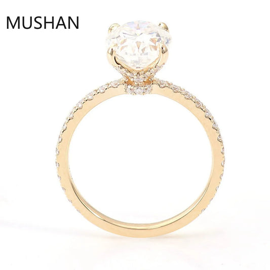 MUSHAN Luxury Custom 14K 18K Gold Rings Band Jewelry With Moissanite Diamond Lab Grown Gemstones Diamond Wedding Ring For Women