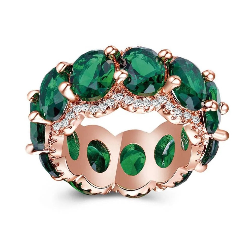 MUSHAN Custom Jewelry 24ct Lab Grown Emerald Ring Band For Women 925 Sterling Silver Rings s925 Wedding Gemstones Fine Jewelry