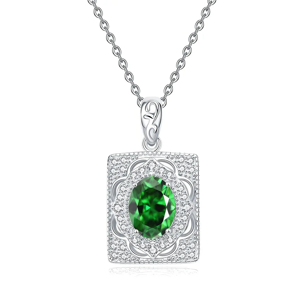 MuShan Jewelry 925 Sterling Silver Necklace Pendant Chain HCD Gemstones Birthday Gift Minimalist Style Women Necklaces Jewelry