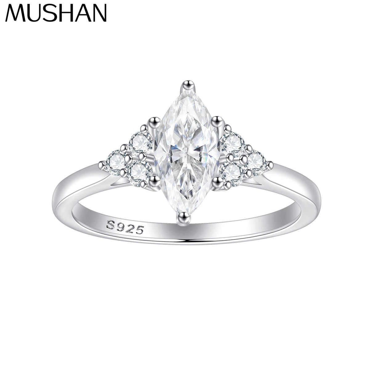 MuShan Designer Jewelry 925 Sterling Silver Ring Zircon 7A Marquise Vacation for Girls 18K Rose Gold Plated Fine Jewelry Rings