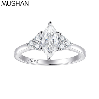 MuShan Designer Jewelry 925 Sterling Silver Ring Zircon 7A Marquise Vacation for Girls 18K Rose Gold Plated Fine Jewelry Rings