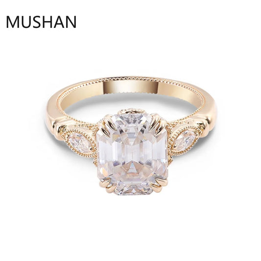 MUSHAN Luxury Custom 14K 18K Gold Rings Band Jewelry With Moissanite Diamond Lab Grown Gemstones Diamond Wedding Ring For Women
