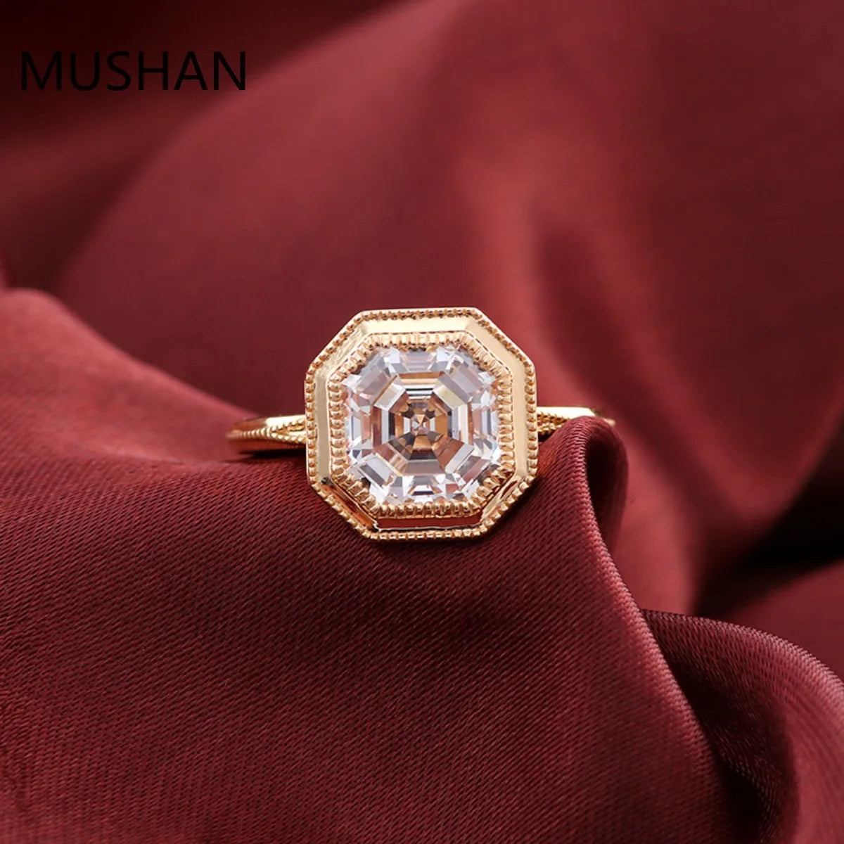 MUSHAN Luxury Custom 14K 18K Gold Rings Band Jewelry With Moissanite Diamond Lab Grown Gemstones Diamond Wedding Ring For Women