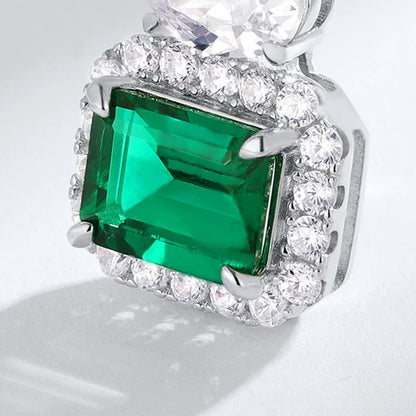 MUSHAN Luxury Jewelry 925 Sterling Silver Chain Pendant Necklace Lab Grown Emerald Ruby Gemstones Necklaces Pendants GRC Jewelry