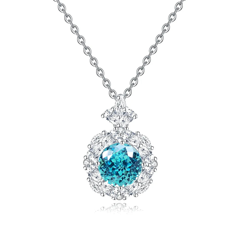 MuShan Jewelry 925 Sterling Silver Necklace Pendant Chain HCD Gemstones Glamorous Style Luxury Jewelry Women Necklaces Jewelry