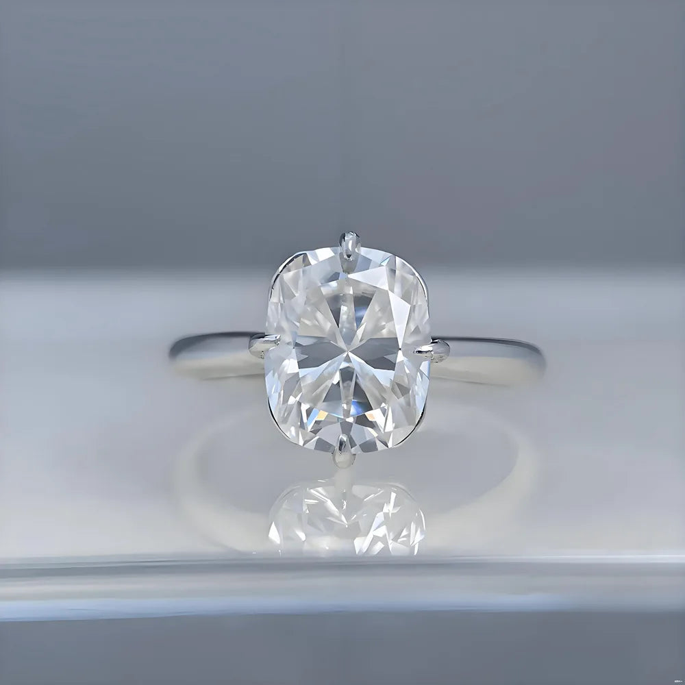 Bague MUSHAN Luxury Jewelry en argent sterling 925, diamant moissanite taille coussin de 4 carats (8x10 mm), plaquée rhodium, pour femme