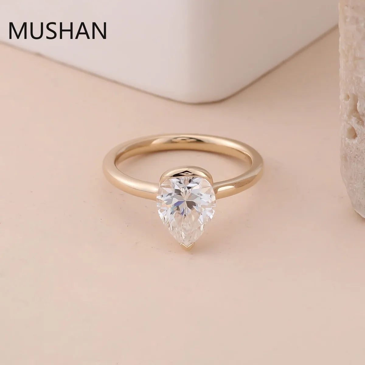 MUSHAN Luxury Custom 14K 18K Gold Rings Band Jewelry With Moissanite Diamond Lab Grown Gemstones Diamond Wedding Ring For Women