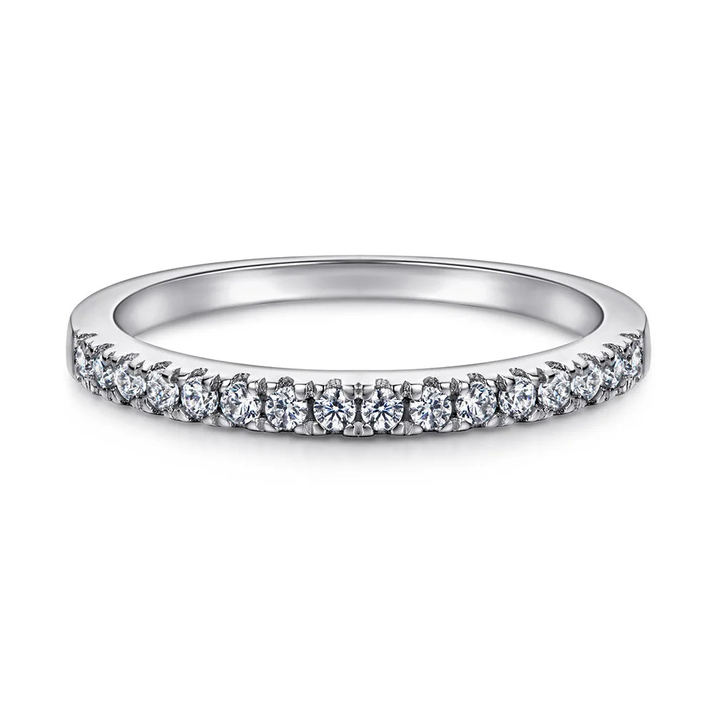 MuShan Jewelry 925 Sterling Silver Simple Engagement Ring 7A Cubic Zirconia Rings Bands Anniversary Rings Bands  Women Gift