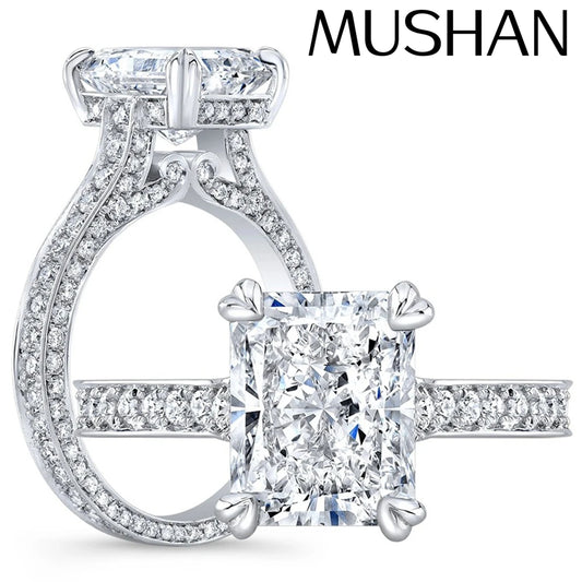 MUSHAN Custom Jewelry 925 Sterling Silver Ring 7A CZ Gemstones Luxury HCD Gemstones Jewelry s925 Silver Ring Band Accessories