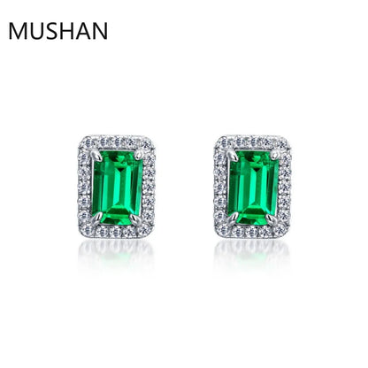 Boucles d'oreilles à clous MUSHAN Luxury Jewelry en argent sterling 925 pour femme, boucles d'oreilles à clous avec émeraude de laboratoire certifiée GRC