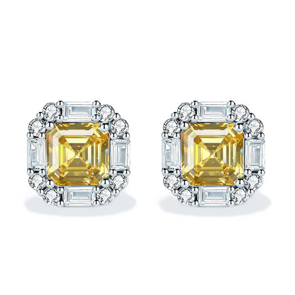 Pendientes de botón colgantes de plata de ley 925 de MuShan Jewelry con diamantes HCD, regalo para despedida de soltera, joyería elegante para mujer, joyería fina