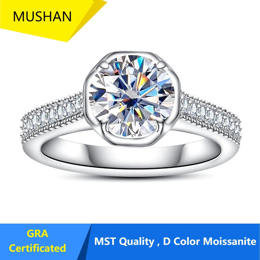 MUHAN Luxury Jewelry  925 Sterling Silver Ring Wedding Band  Women GRA Certificate Moissanite Diamond Rings D Color Fine Jewelry