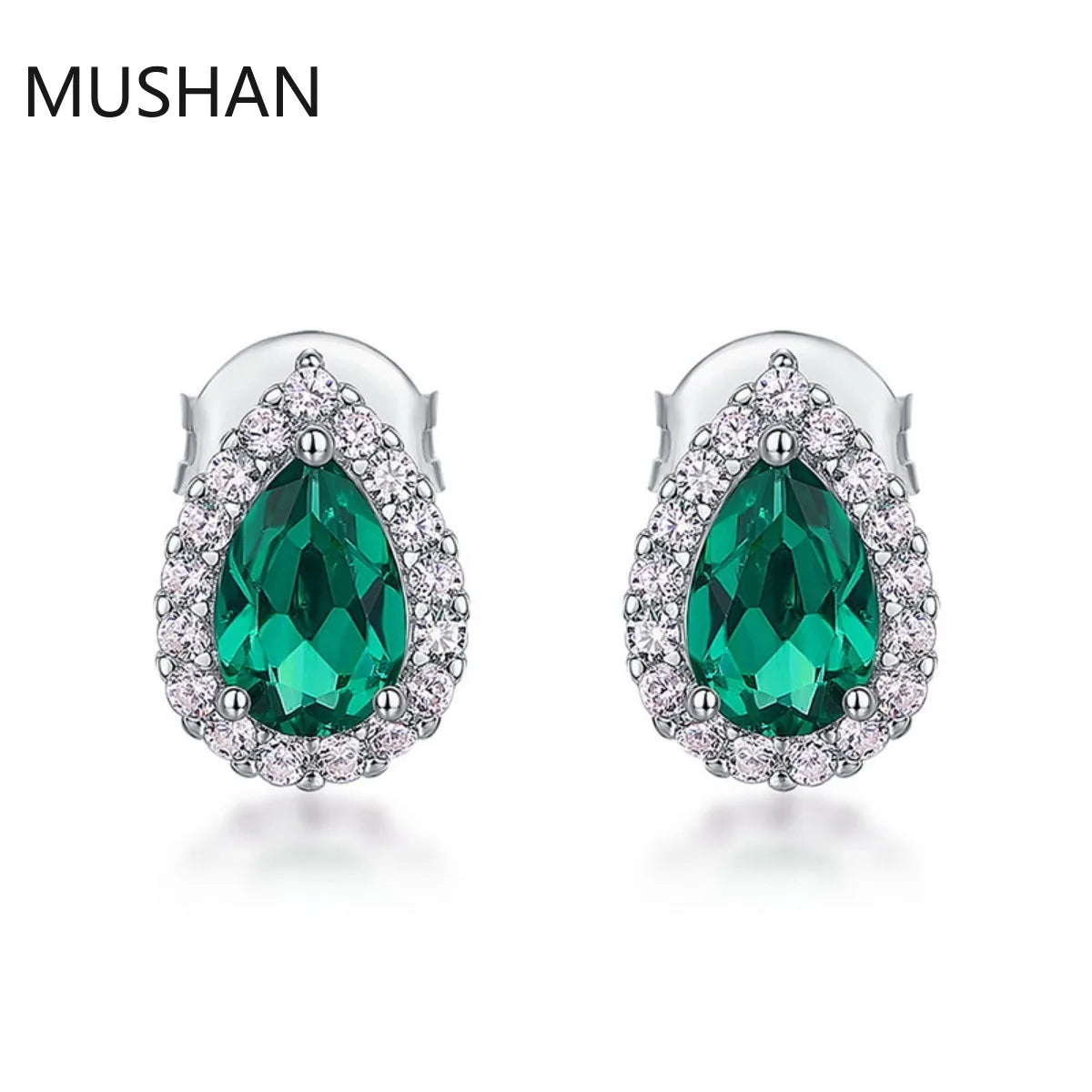 MUSHAN Bijoux de luxe Boucles d'oreilles à clou en argent sterling S925 pour femmes, certifiées GRC, boucles d'oreilles à clou avec émeraude de culture