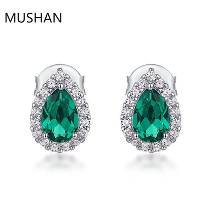 MUSHAN Bijoux de luxe Boucles d'oreilles à clou en argent sterling S925 pour femmes, certifiées GRC, boucles d'oreilles à clou avec émeraude de culture