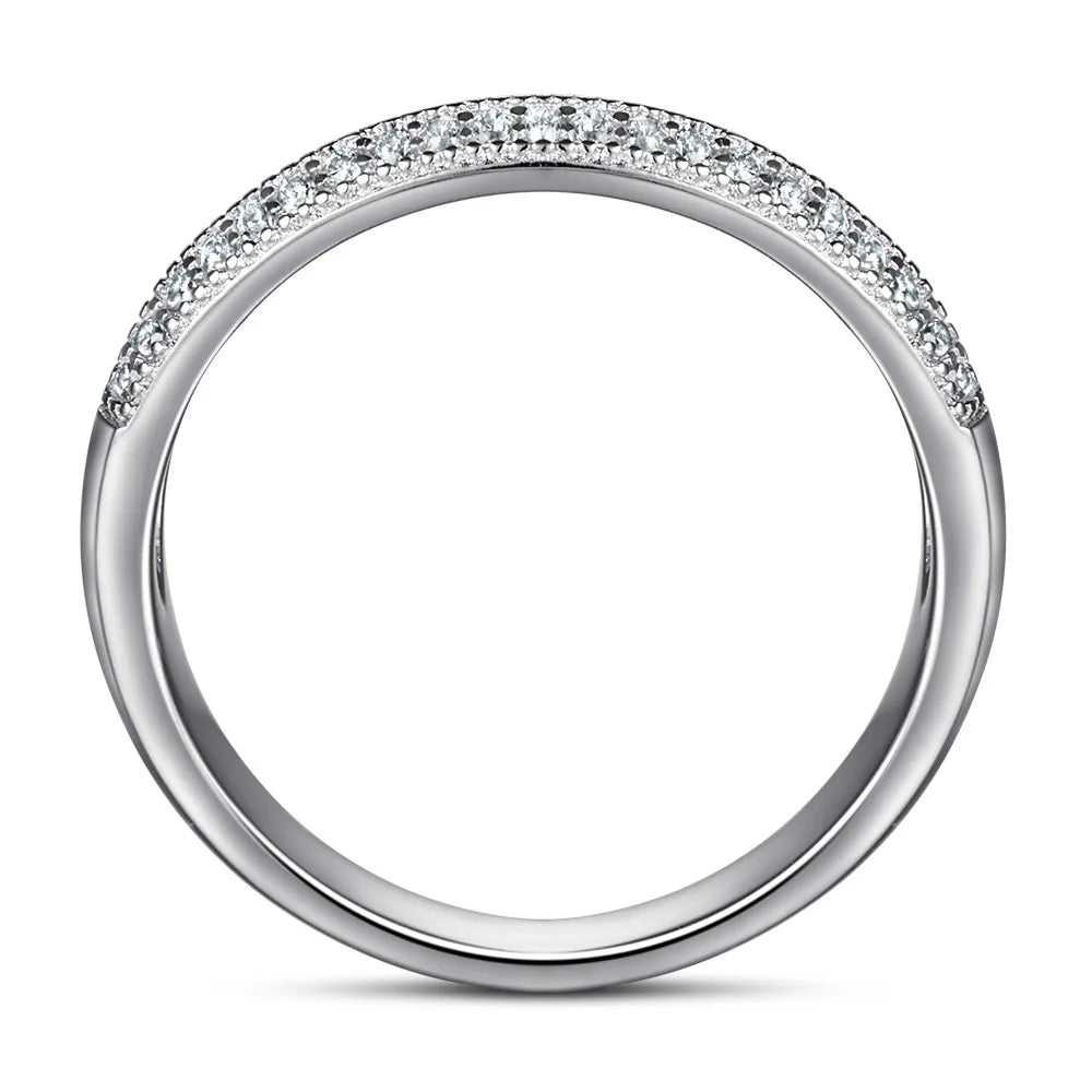 MuShan Jewelry 925 Sterling Silver Rings Bands Rings Bands Ring 7A Cubic Zirconia Rings Bands Engagement Rings Bands  Women Gift