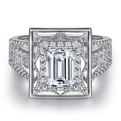 MuShan Jewelry 925 Sterling Silver Rings Bands Engagement Ring 7A Cubic Zirconia Romantic Delicate Anniversary  Women Gift