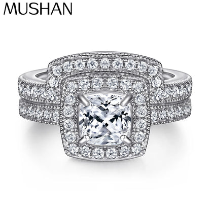 MuShan Jewelry 925 Sterling Silver Promise Engagement Ring 7A Cubic Zirconia  Women Valentine Anniversary  Women Gift