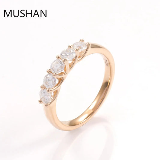 MUSHAN Luxury Custom 14K 18K Gold Rings Band Jewelry With Moissanite Diamond Lab Grown Gemstones Diamond Wedding Ring For Women