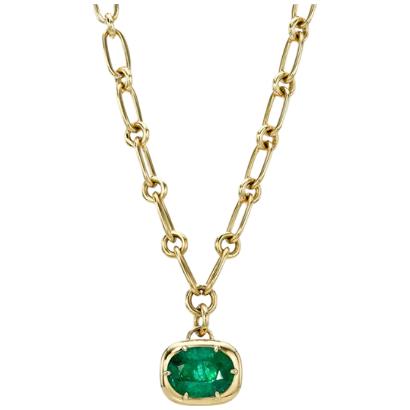 MUSHAN Collier de joaillerie sur mesure en argent sterling 925, pendentif avec émeraude, rubis ou saphir de culture pour femme, plaqué or 18 carats