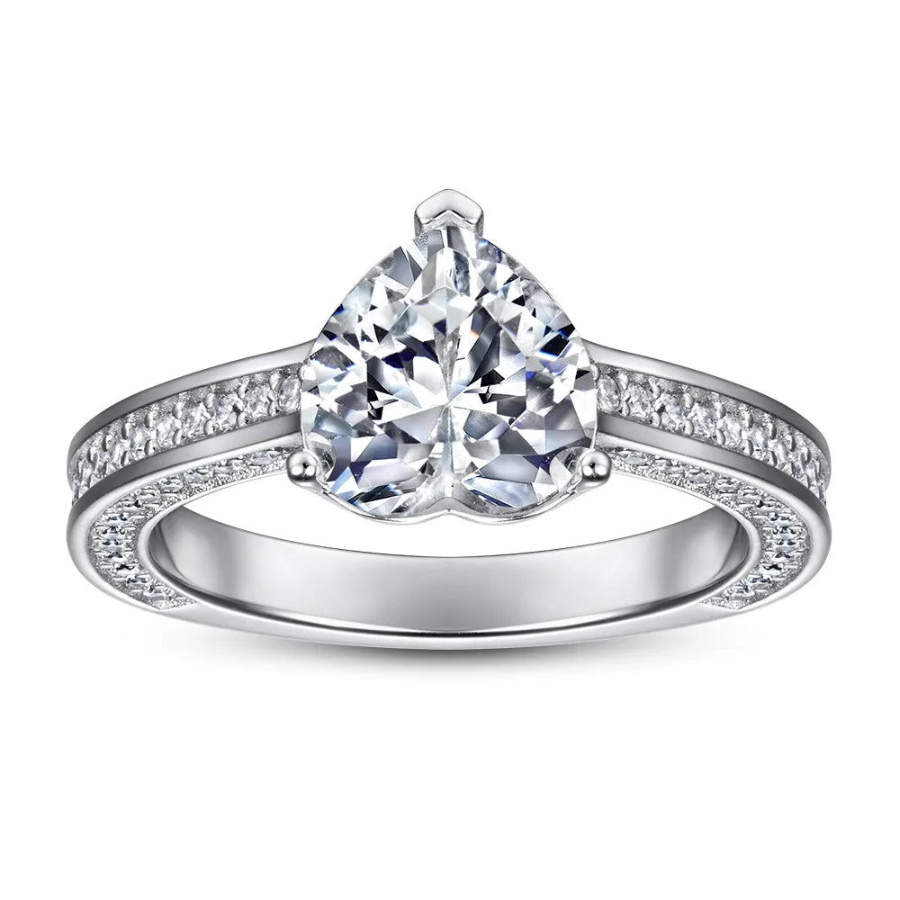 MuShan Jewelry 925 Sterling Silver Rings Bands Engagement Ring 7A Cubic Zirconia Rings Bands Dainty Anniversary  Women Gift