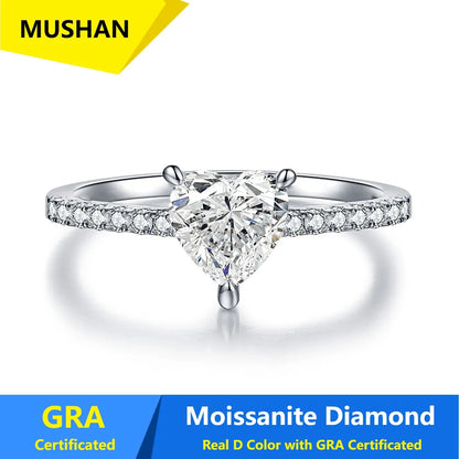 Anillo de plata de ley 925 MUSHAN Luxury Jewelry para mujer, con diamante de moissanita color D certificado por GRA, joyería fina.