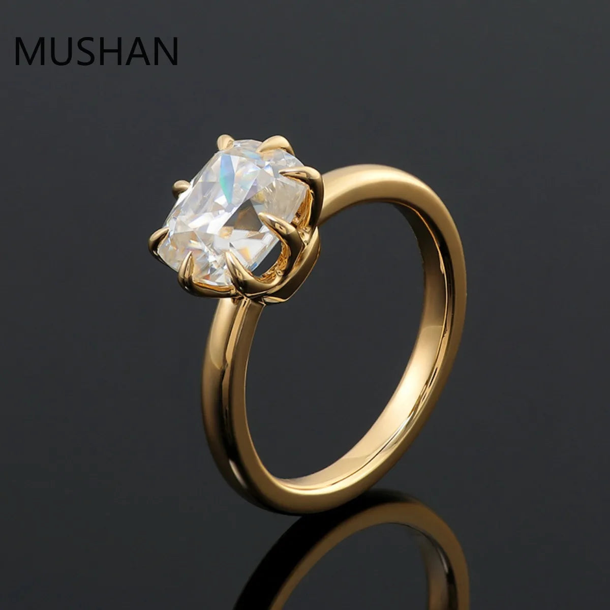 MUSHAN Luxury Custom 14K 18K Gold Rings Band Jewelry With Moissanite Diamond Lab Grown Gemstones Diamond Wedding Ring For Women