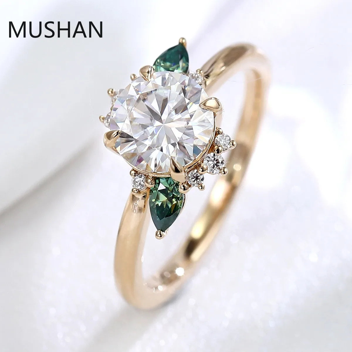 MUSHAN Luxury Custom 14K 18K Gold Rings Band Jewelry With Moissanite Diamond Lab Grown Gemstones Diamond Wedding Ring For Women