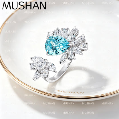 Bague de fiançailles MUSHAN Bespoke Jewelry en argent sterling 925 avec rubis rouge de laboratoire ovale pour femme, plaqué or 18 carats, avec certificat GRC