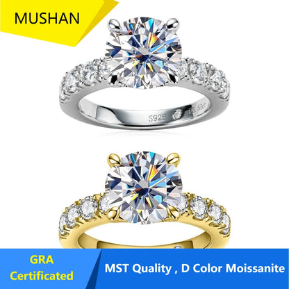 MUHAN Luxury Jewelry  925 Sterling Silver Ring Wedding Band  Women GRA Certificate Moissanite Diamond Rings D Color Fine Jewelry