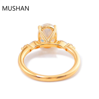 MUSHAN Luxury Custom 14K 18K Gold Rings Band Jewelry With Moissanite Diamond Lab Grown Gemstones Diamond Wedding Ring For Women