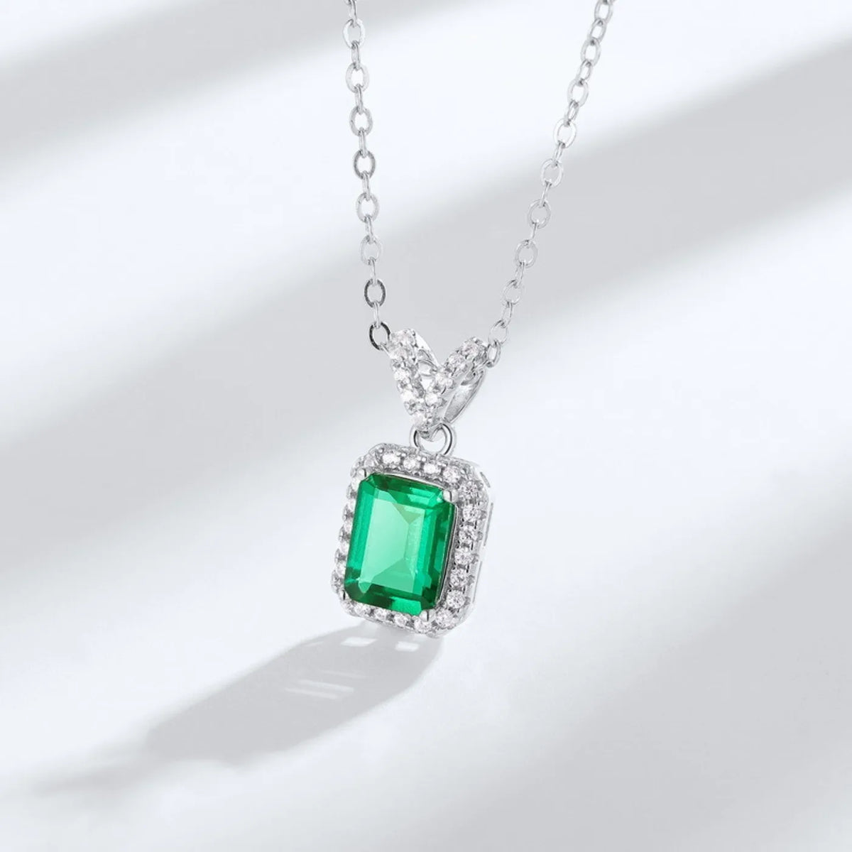 MUSHAN Luxury Jewelry 925 Sterling Silver Chain Pendant Necklace Lab Grown Emerald Ruby Gemstones Necklaces Pendants GRC Jewelry