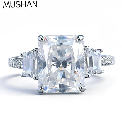 MuShan Luxury Jewelry 925 Sterling Silver Ring VVS Moissanite Solitaire Ring for Fiancee 18K Gold Plated MST Patent Rings