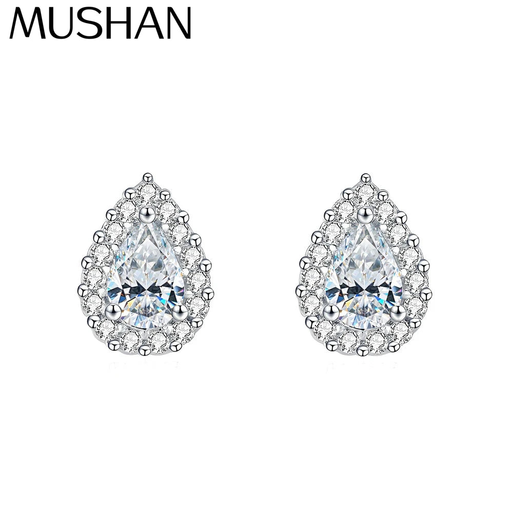 Boucles d'oreilles créoles MuShan en argent sterling 925, tendance, princesse, moissanite, cadeau d'anniversaire pour maman, plaqué rhodium, brevet MST