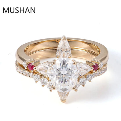 MUSHAN Luxury Custom 14K 18K Gold Rings Band Jewelry With Moissanite Diamond Lab Grown Gemstones Diamond Wedding Ring For Women