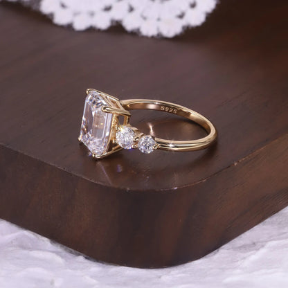 Anillo de plata de ley 925 MuShan Luxury Jewelry, anillo vintage de moissanita para esposa, bañado en oro real de 18 quilates, joyería fina con patente MST