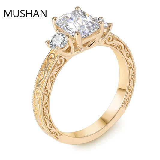 MUSHAN Luxury Custom 14K 18K Gold Rings Band Jewelry With Moissanite Diamond Lab Grown Gemstones Diamond Wedding Ring For Women