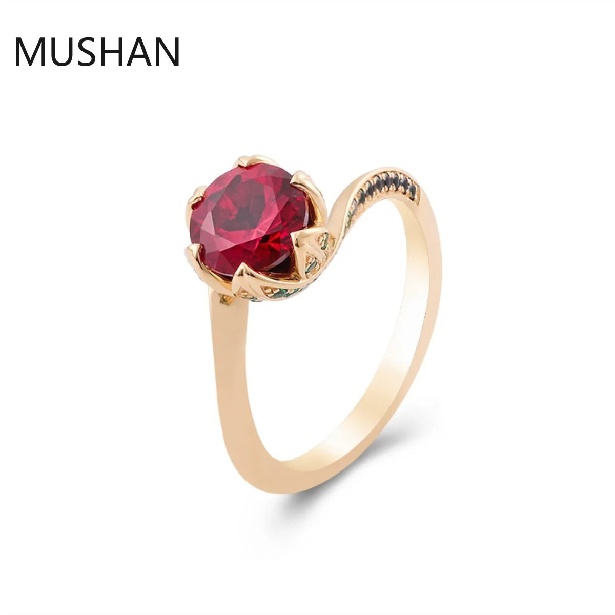 MUSHAN Luxury Custom 14K 18K Gold Rings Band Jewelry Lab Grown Ruby Gemstones Party Bridal Wedding Ring For Women