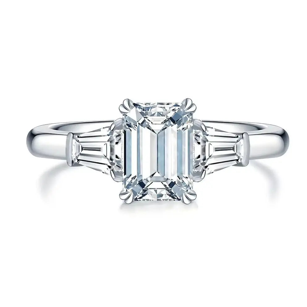 MUSHAN Luxury Jewelry 925 Sterling Silver Ring Band Women GRA Certificated Moissanite Diamond Emerald D Color Rings Fine Jewelry