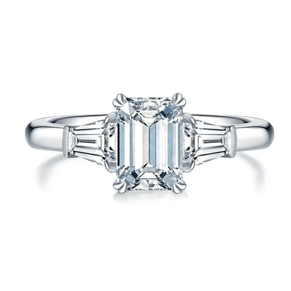 MUSHAN Luxury Jewelry 925 Sterling Silver Ring Band Women GRA Certificated Moissanite Diamond Emerald D Color Rings Fine Jewelry