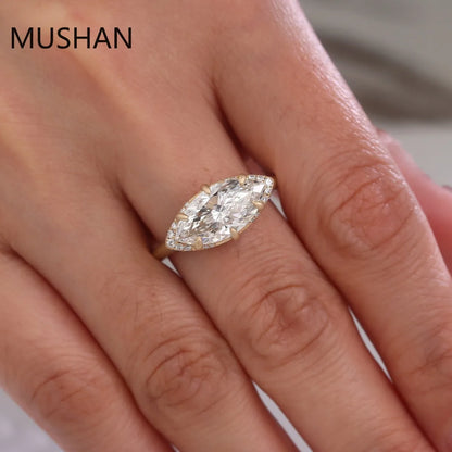 MUSHAN Luxury Custom 14K 18K Gold Rings Band Jewelry With Moissanite Diamond Lab Grown Gemstones Diamond Wedding Ring For Women