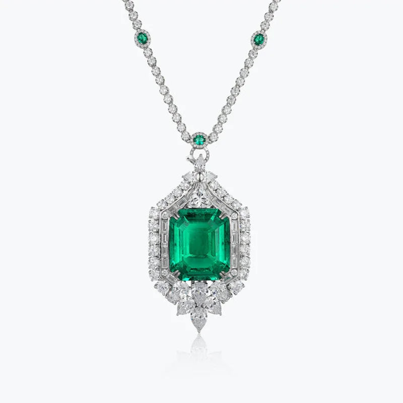 Collier MuShan Brand Jewelry en argent sterling 925 avec rubis de synthèse taille Asscher, plaqué or 18 carats, idéal pour un usage quotidien ou comme cadeau d'anniversaire pour femme