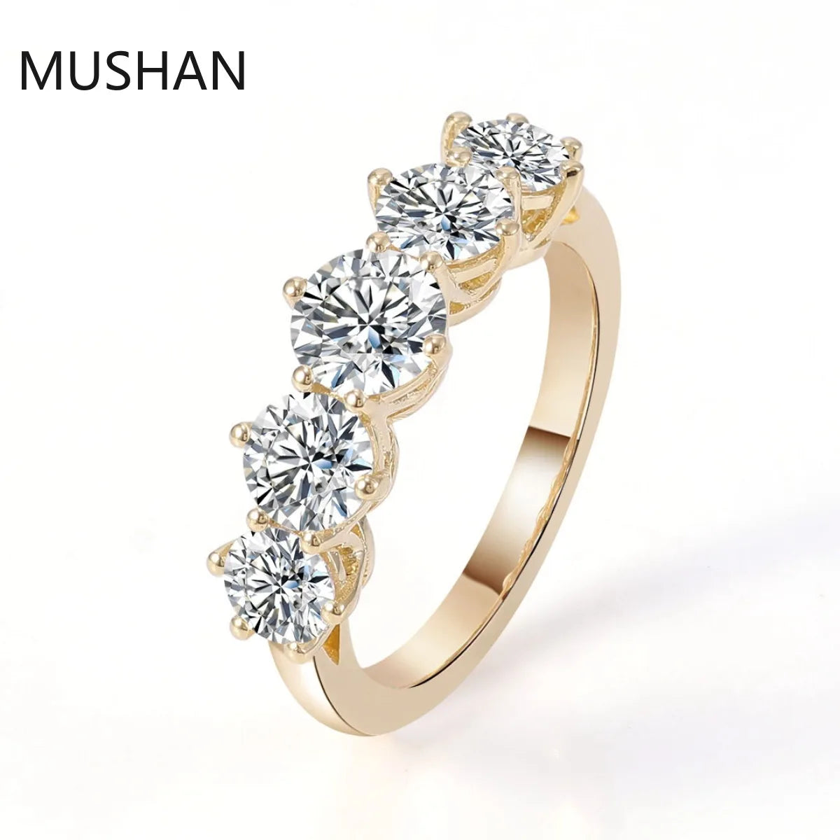 MUSHAN Luxury Custom 14K 18K Gold Rings Band Jewelry With Moissanite Diamond Lab Grown Gemstones Diamond Wedding Ring For Women